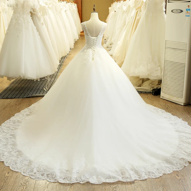 SL-1T Vintage Custom Made A-Line Long Lace Appliques China Wedding Dress plus size Bohemian abito da sposa tulle bridal gown 2