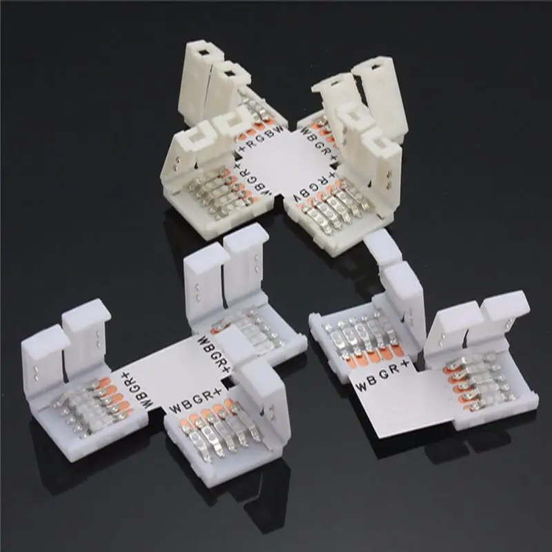 

5Pin LED Strip 10mm X L T Shape LED PCB Adapter Strip Light Connect Solderless For 5050 LED Light Strip RGBW/RGBWW