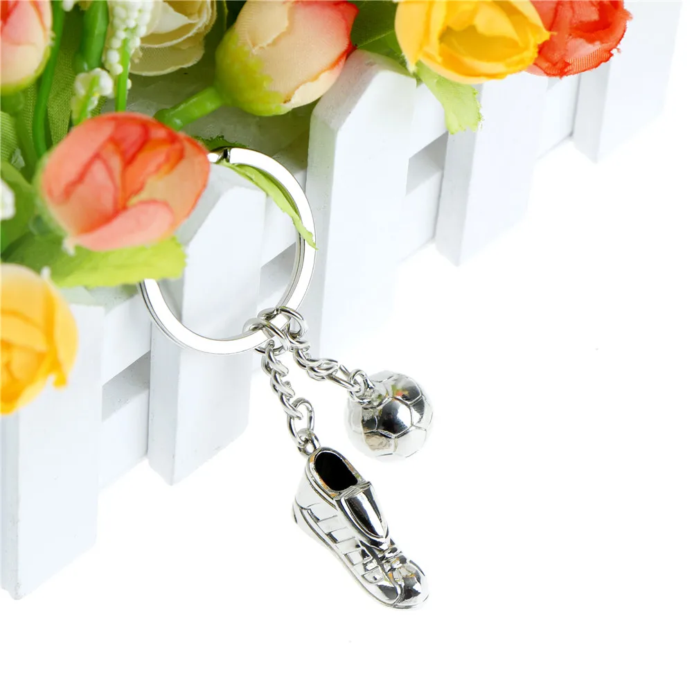 new Stainless Steel Metal Unique Soccer Shoes Football Ball Keychain