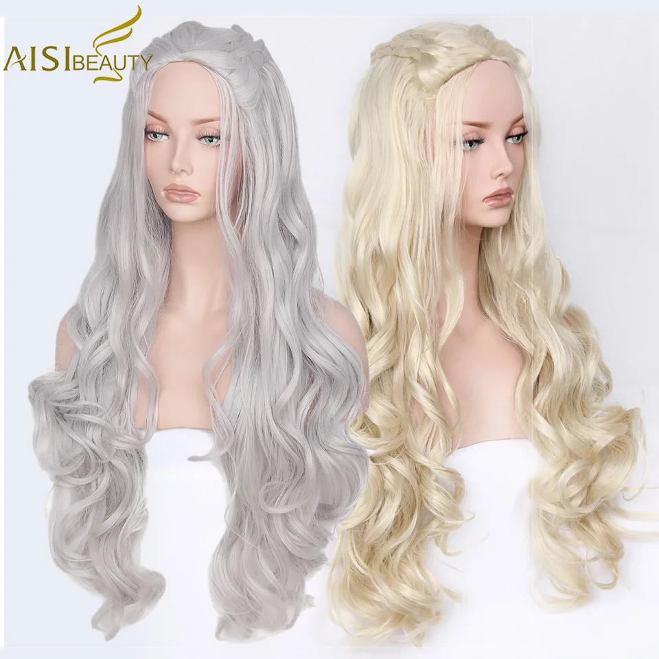 AISI BEAUTY синтетический парик волнистый длинный блонд Серый косплей парики волосы для женщин дракон костюм для мамы парики