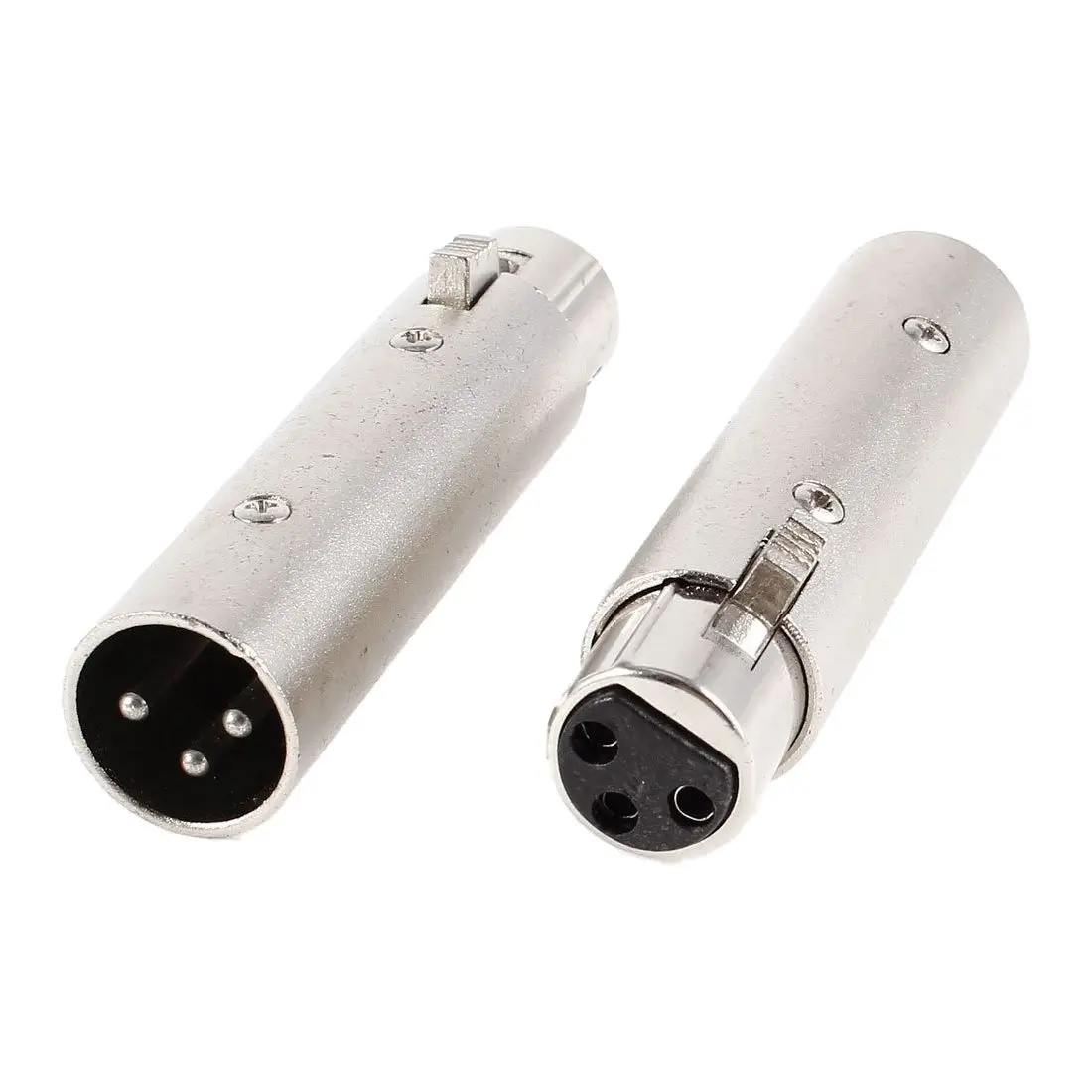 2 x Female to Male XLR 3 Pin Microphone Plug Adapter Silver Tonein Connectors from Lights