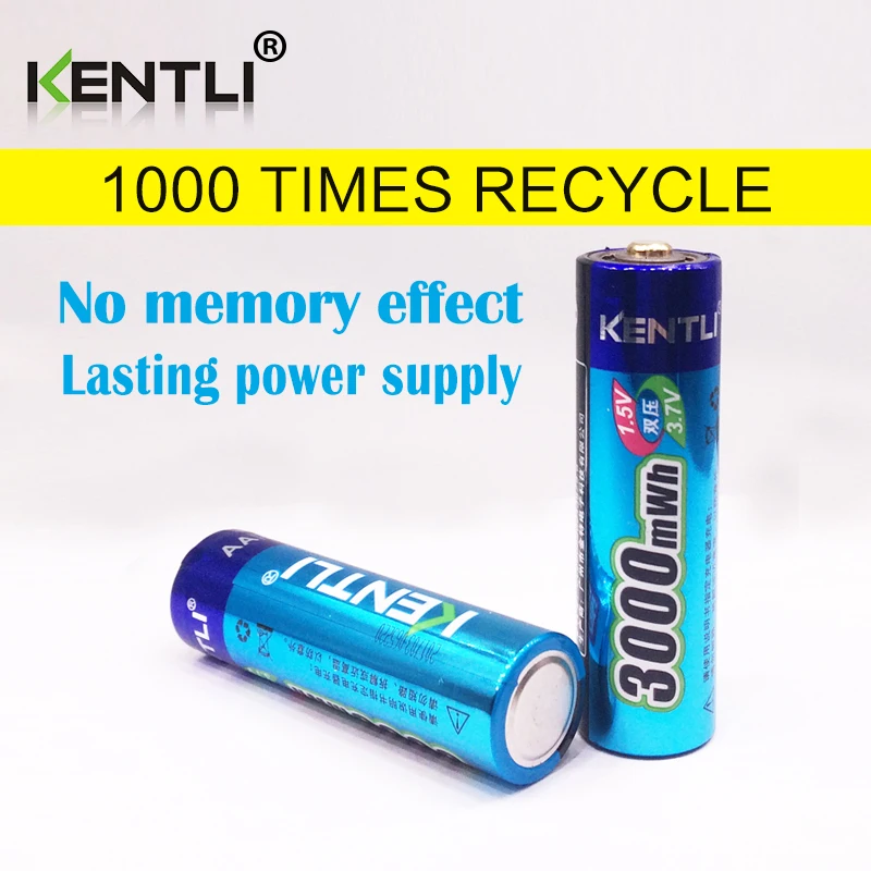 KENTLI 2 шт AA 1,5 V 3000 mwh литий-ионная аккумуляторная батарея+ 4 слота полимерная литий-ионная батарея зарядное устройство