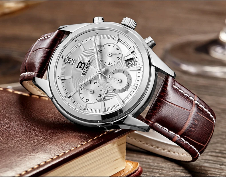 Классический Бизнес дизайнерские пары Кварцевые часы хронограф Multi Функция наручные часы с календарем, 3 глаза аналоговые часы