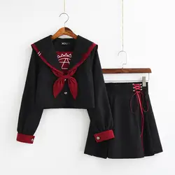 Черный Jk Униформа-матроска костюм COS школьная одежда для женщин школьная форма мягкие Панк Лолита Magic Front Хэллоуин модные костюмы