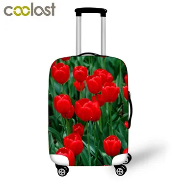 Чехол для багажа с объемным цветочным принтом, Пылезащитная сумка для путешествий 18-32 дюймов, розовые Защитные чехлы для чемодана, портативные аксессуары для путешествий