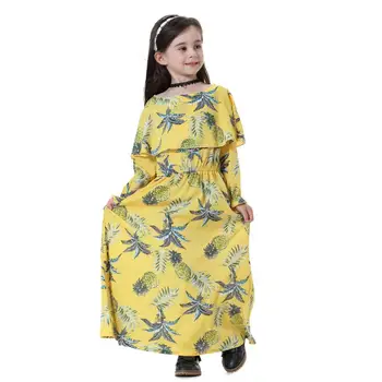 

Cute Baby Girls Islamic Clothing 2019 Muslim Abaya Dress Kids Arab Dubai Turkey Malay Casual Caftan O-neck Dress Outfit Y887