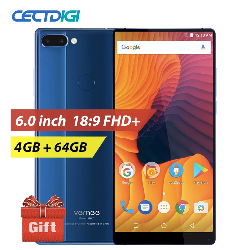 

vernee Mix 2 4GB 64GB Mobile Phone 6.0 inch 18:9 All Full Screen Android 7.0 Phone Dual Camera Smartphone Octa Core 4G Cellphone