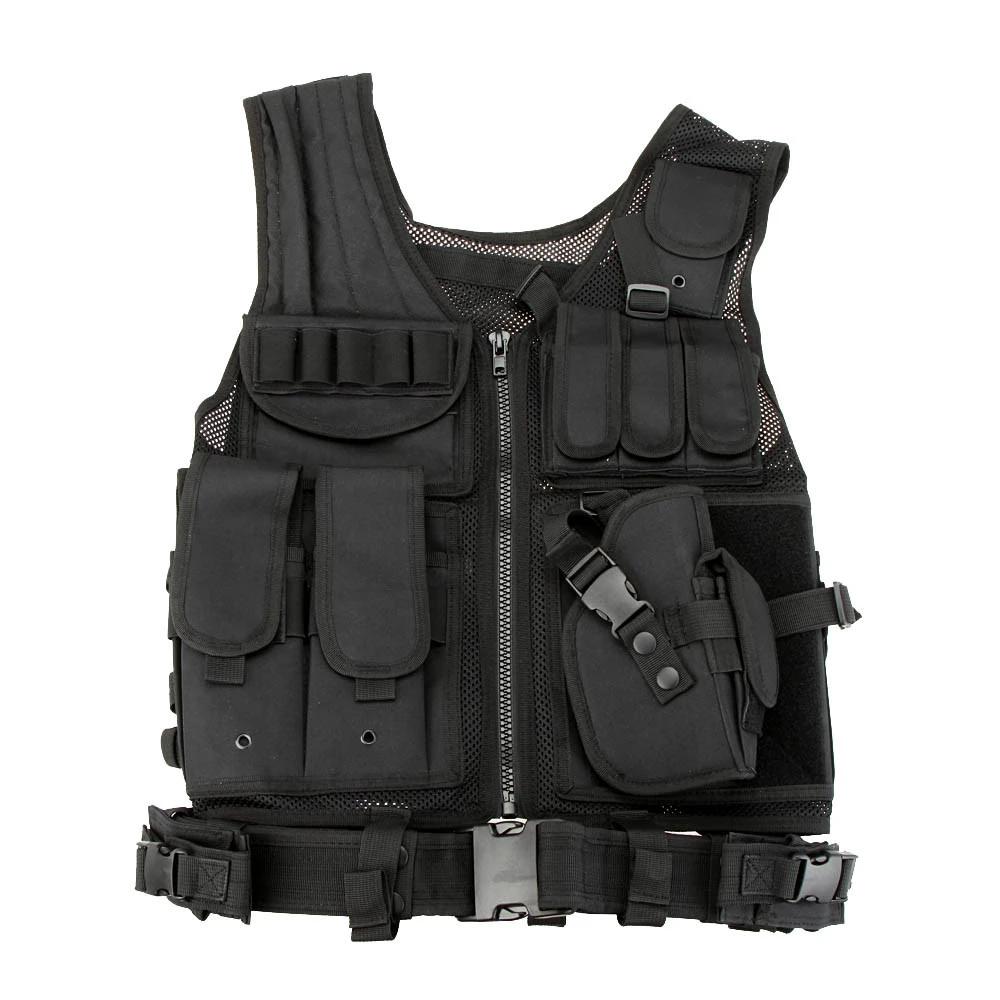 Tactical Vest Molle Military Police Gun Holder Airsoft Combat Assault Gear Vest