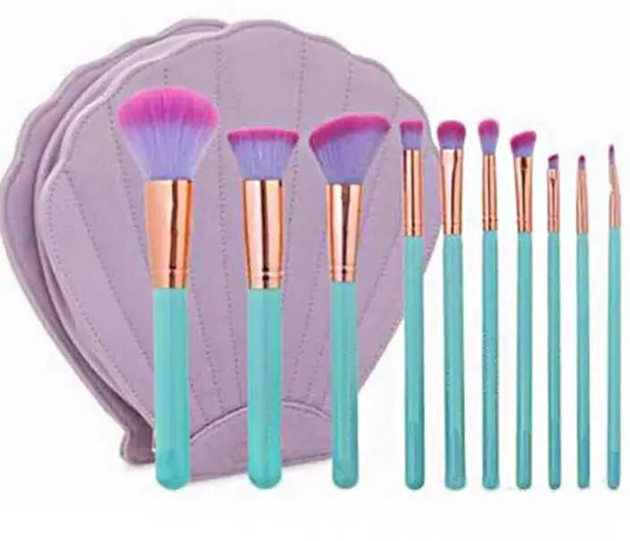 

10Pcs Set With Pu Bag Makeup Brush Set Fish Tail Foundation Powder Eyeshadow Make up Brushes Contour Cosmetic Brushes Beauty Kit