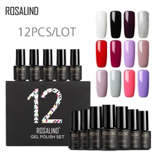 ROSALIND 12 шт./партия 7 мл однородного цвета для ногтей Гель-лак набор и набор полуперманентный маникюрный набор для ногтей