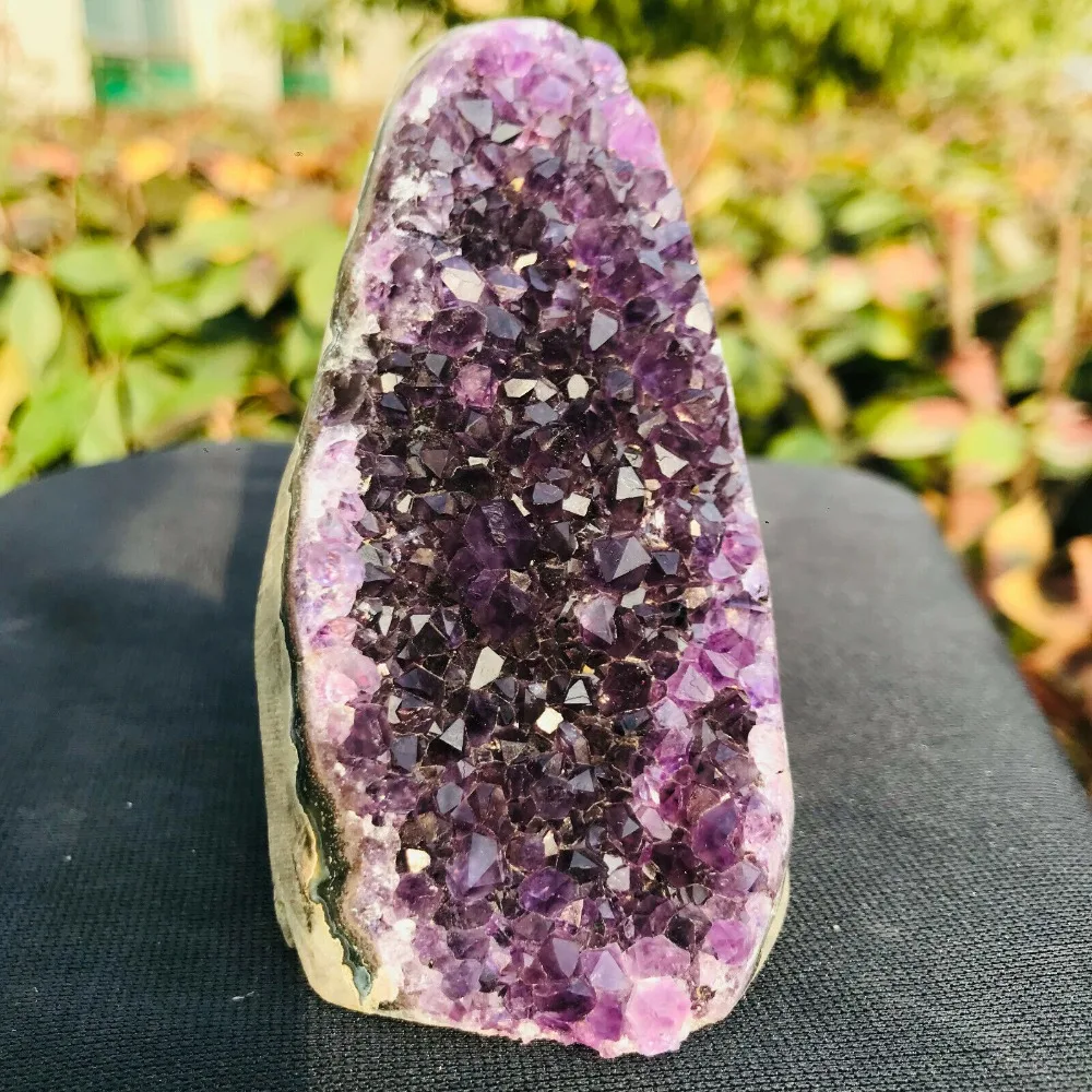

260g Natural Amethyst Hole Crystal Quartz Brazil Riki Energy Lucky Decor