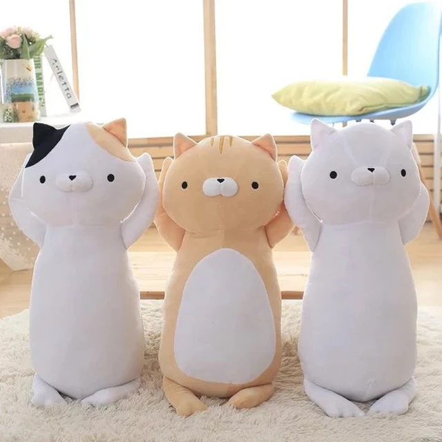 big japanese cat plush soft toy cute long body doll pillow cushion