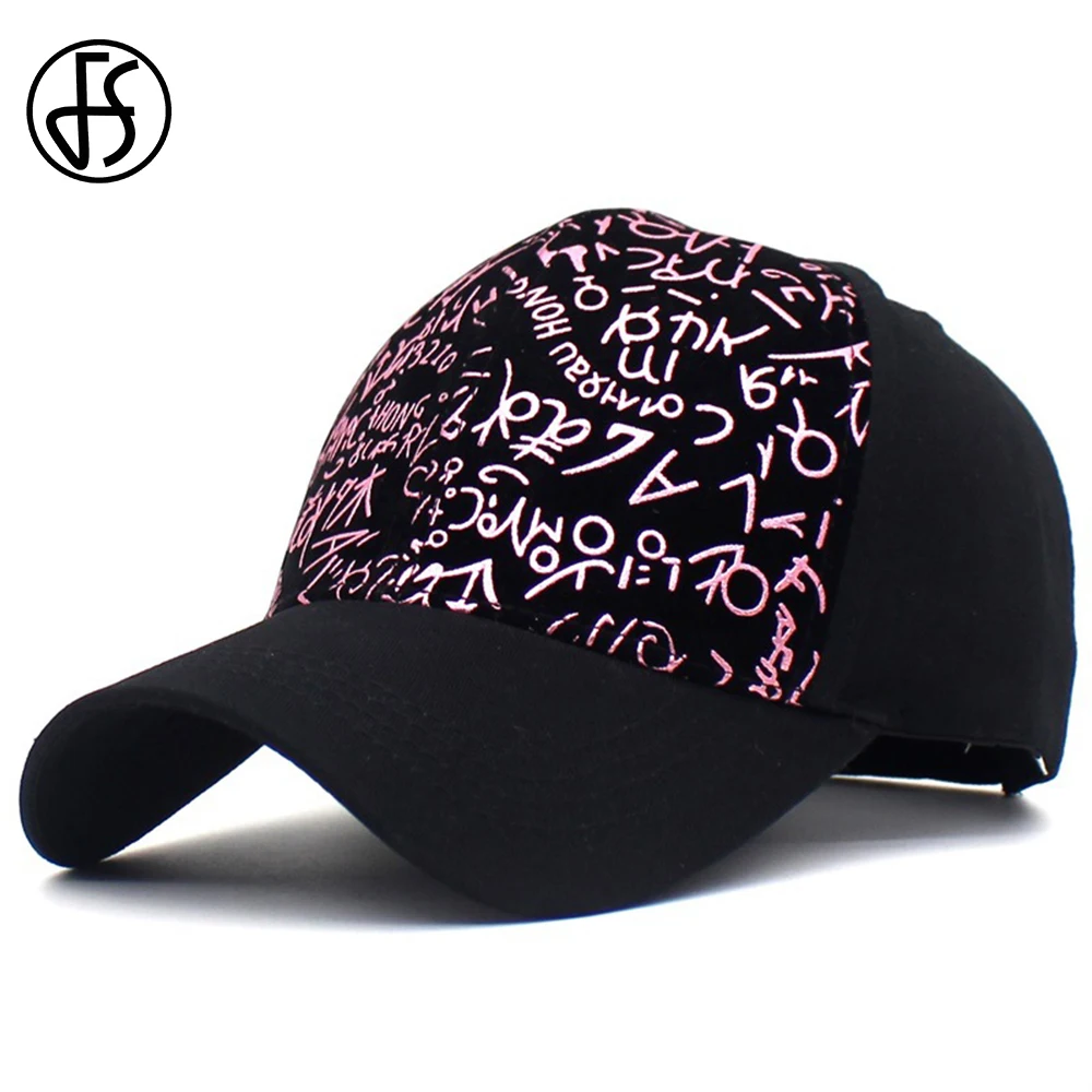 

FS Fashion Gold Pink Print Korean Hat Men Women Cap Summer Snapback Baseball Caps Casual Dad Hats Hip Hop 2019 Gorro Hombre