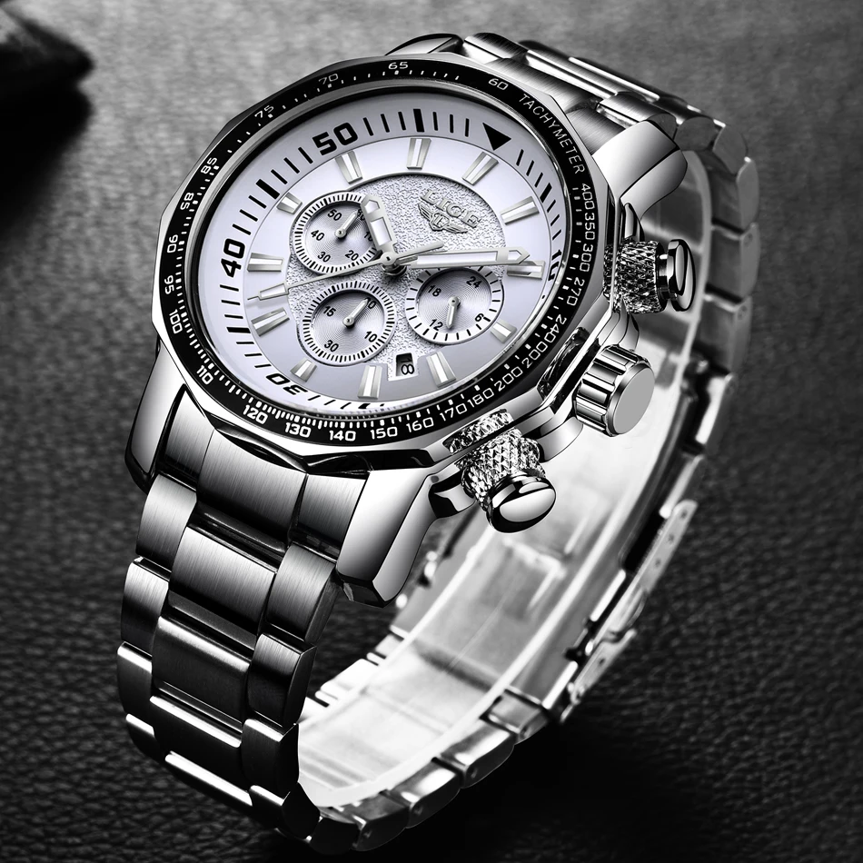 Relojes Hombre 2018New часы lige для мужчин Элитный бренд часы Кварцевый спортивный военный для мужчин полный сталь наручные Dive 30 м повседневное часы