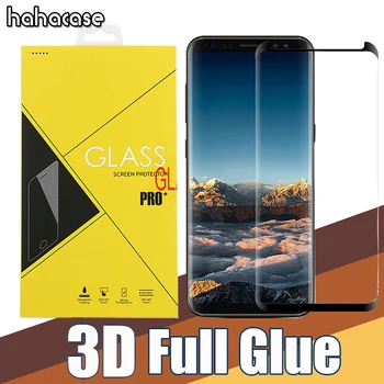 

500pcs 3D Curved Full Glue Tempered Glass For Samsung Galaxy S20 Ultra S10 5G S9 S8 Note 10 Plus 9 Screen Protector Yellow Box