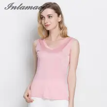 Летом новая женская одежда трикотажные шелковые жилеты, V шелковые безрукавки, натуральный шелк футболки и блузки