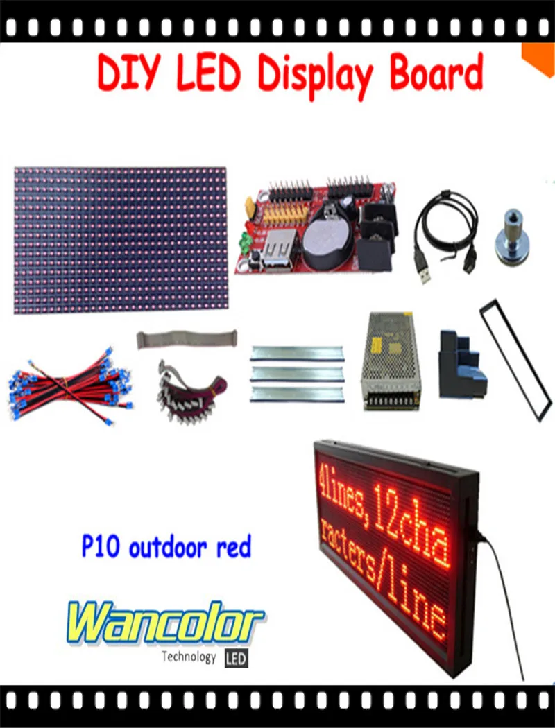 Бесплатная доставка DIY красный светодиодный знак 20 шт p10 открытый модуль красного
