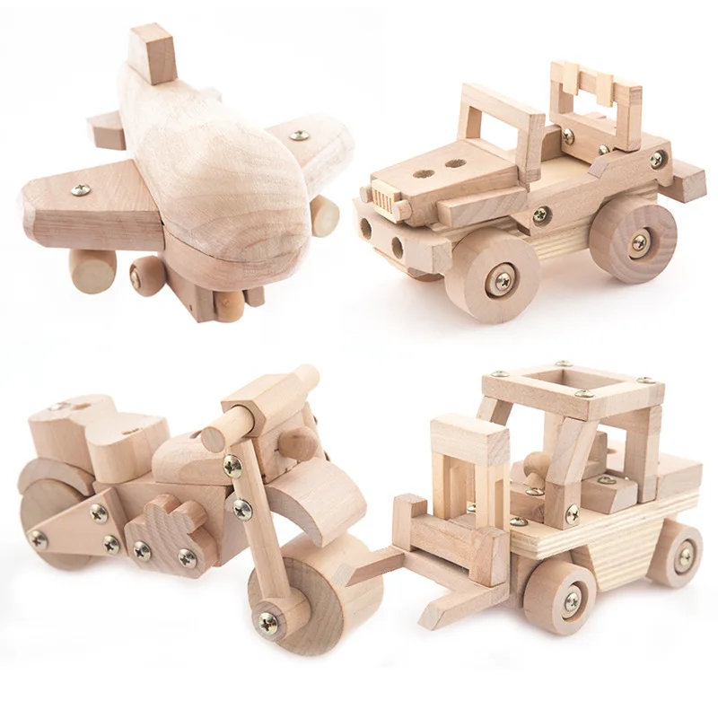Solid Wood Assembly Model of Aircraft Motorcycle and Vehicle Handmade Toys for Children DIY Car Model Toys Gift for Kids A129 kids assembly model plane toy glider airplane military early education collect planes developmental toys children boys gift