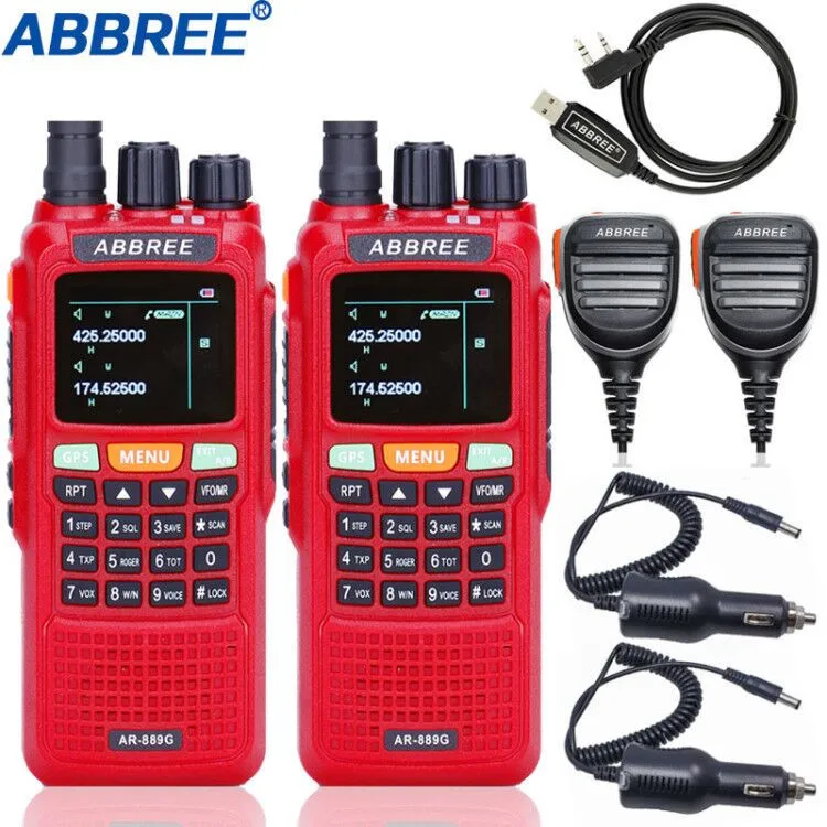 2Pcs ABBREE AR 889G GPS 10W High Power Cross Band Repeater Walkie