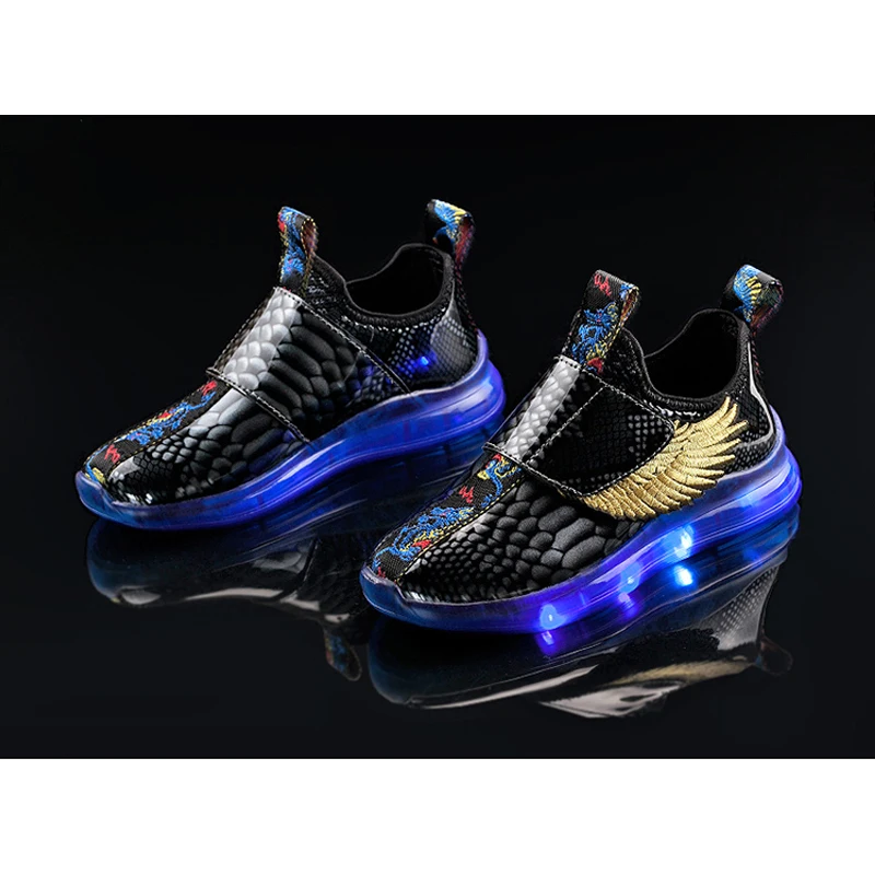 Size 26-37 New Summer Led Fiber Optic Shoes for girls boys USB Recharge glowing Sneakers Man light up shoes High Quality