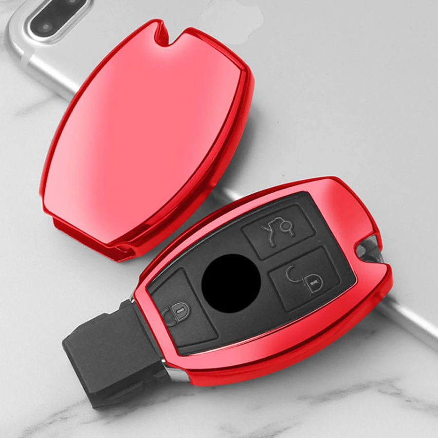 

TPU Solf silicone car key bright plating cover case For Benz C200L GLC260 GLA200 GLE320 GLS400 B200 S C series key shell