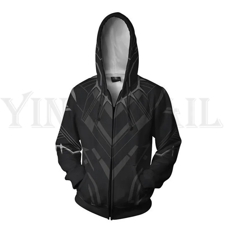 

Men and Women Zip Up Hoodies The Avengers 4 Hooded Jacket Mravel Superheroes Sweatshirt Black Panther Streetwear Cosplay Costume
