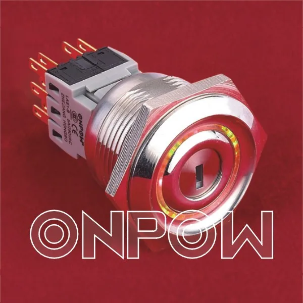ONPOW 30mm Two position key switch with Dual LED Color (LAS1 BGQ30 22Y/31/RG/12V) (CE, ROHS