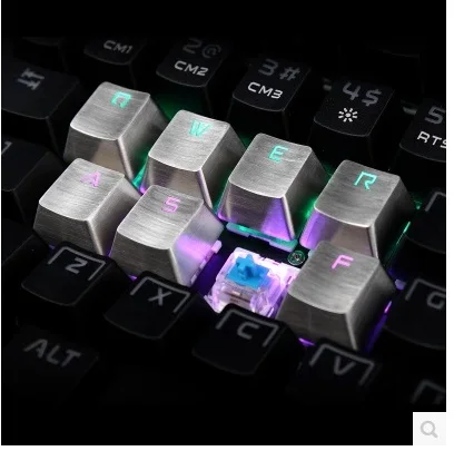Teamwolf Нержавеющая сталь прозрачный металлический Шапки qwerasdf 8 ключ Шапки Cherry MX клавиши для Механическая клавиатура геймеров