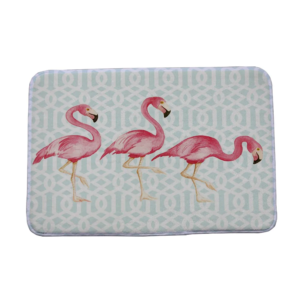 Miracille Coral Fleece Creative Pink Flamingo Pattern Home Decor Stair Outdoor Floor Mats Kitchen Carpets Bathroom Non Slip Rugs