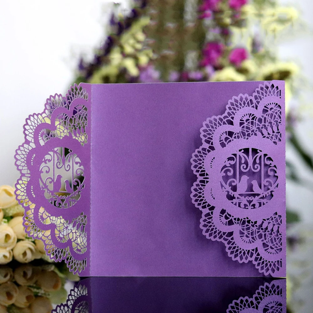  10PCS Laser Cut Wedding Invitation Card Lace Business Party Invitation Cards Covrs - 32958642915