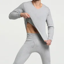 Мужское термобелье, мужские кальсоны, хлопок, Осень-зима, рубашка+ штаны, комплект из 2 предметов, теплое термобелье, мужское нижнее белье, топы