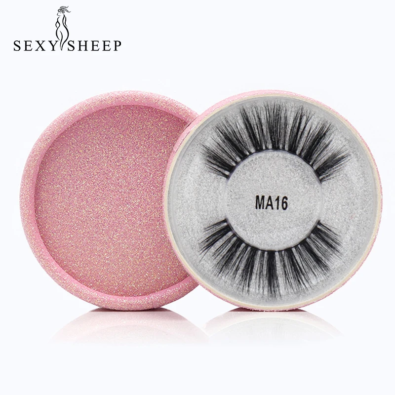 

SEXYSHEEP 3D mink lashes false eyelashes natural long invisible thin band stage lashes curl soft extensions circle rose box