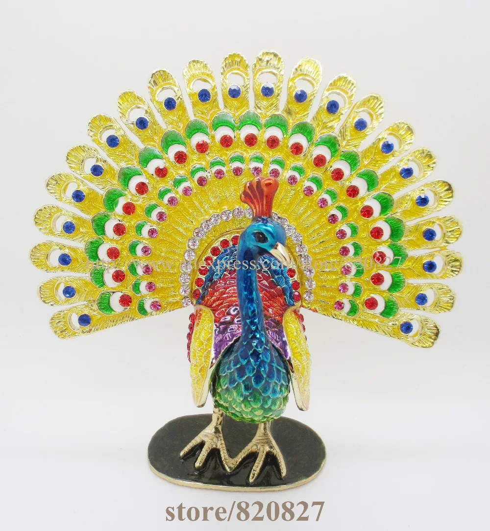 

Large Bird Peacock Trinket Peacock Jewel Crystals Jewellery Jewelry Trinket Box Hand Crafted Peacock Gigurine Size 18*9*17cm
