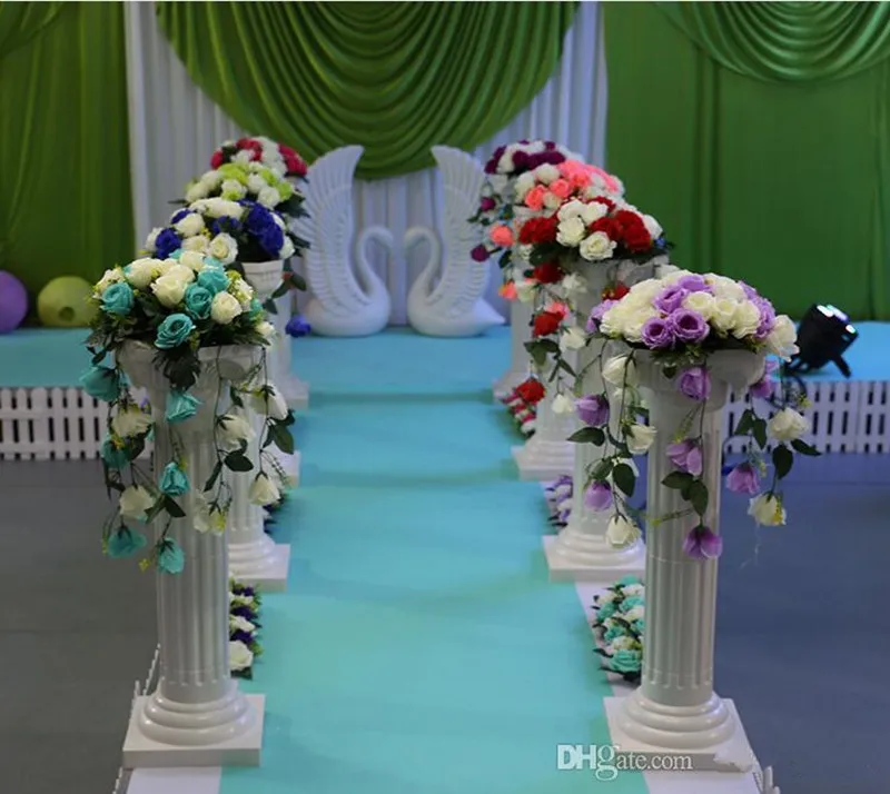 Новое прибытие Upscal римская колонна+ Искусственные розы наборы букетов дорога ведущий столб для свадебных декораций