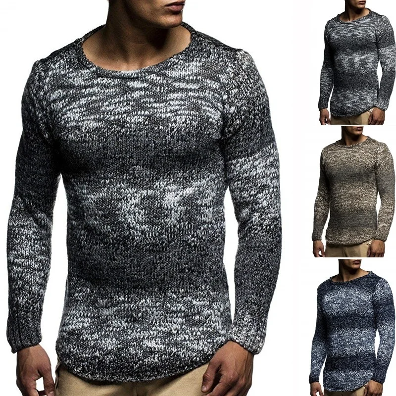 

ZOGAA Men's sweater 2019 New Spring Autumn Fashion Casual Sweater O-Neck Slim Fit Knitting Men Pullover Long sleeve Sweater coat