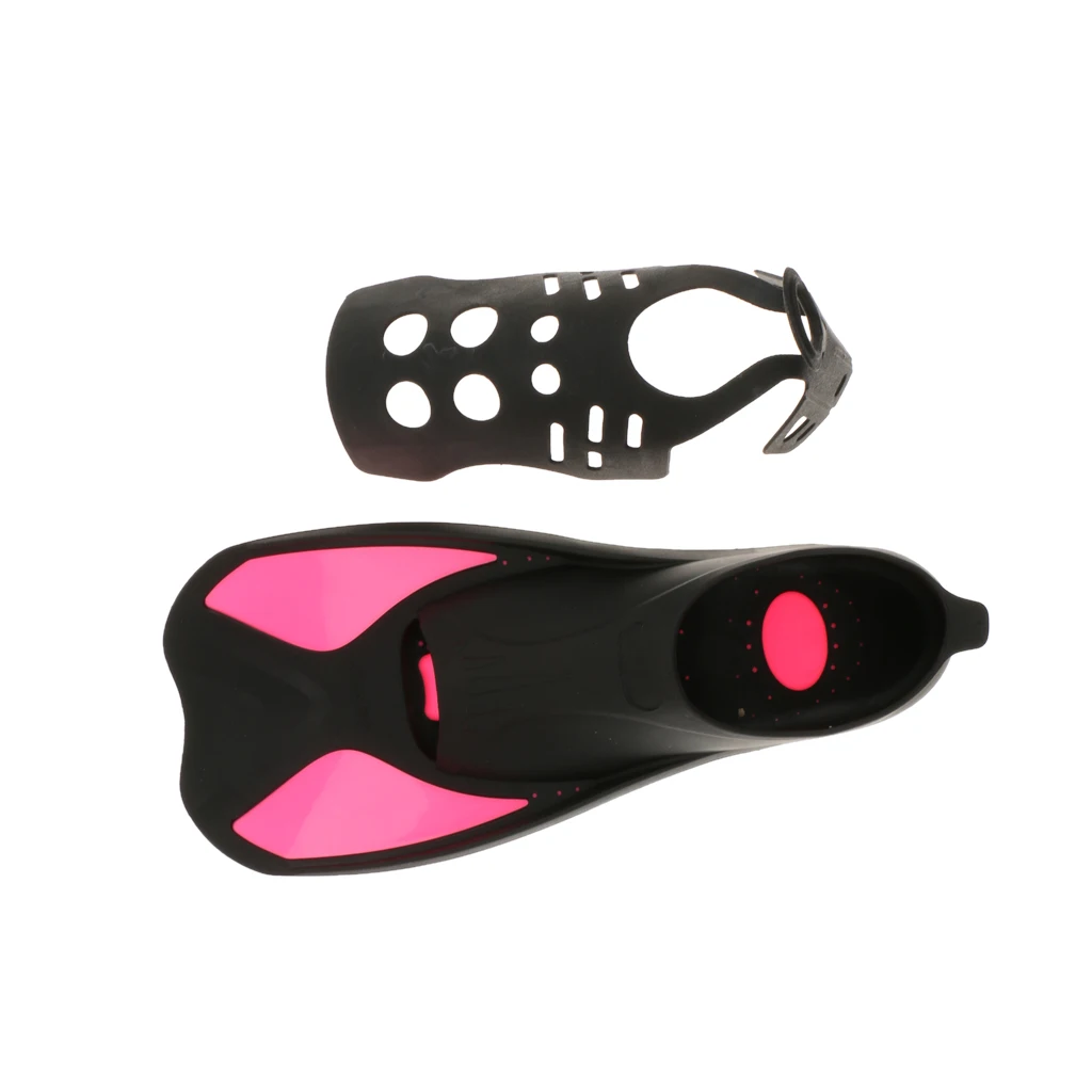 Perfeclan Kid Adult Full Foot Short Fins Scuba Diving Swim Training Flippers Rosy XS Snorkeling Fins 