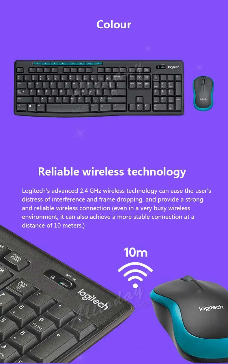 Logitech MK275 Беспроводная клавиатура мышь комбинированная английская Водонепроницаемая клавиатура ноутбук оптическая Эргономика офисная Бытовая