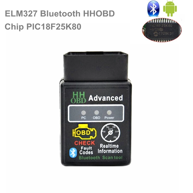 Лучший V1.5 аппаратный беспроводной сканер PIC18F25K80 ELM327 Bluetooth V1.5 поддерживает все протоколы OBD2 ELM 327 для Android - Цвет: ELM327 HHOBD