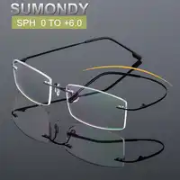 SUMONDY SPH 0 to +6.0 Rimless Reading Glasses Men Women Brand Elegant Square Frame Prescription Spectacles For Presbyopic UF40