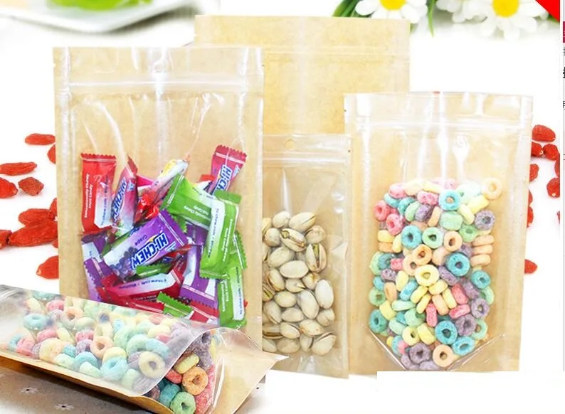 Download 100pcs 6 size Kraft Paper Pouch Candy Coffee Bags Stand Up ... Yellowimages Mockups