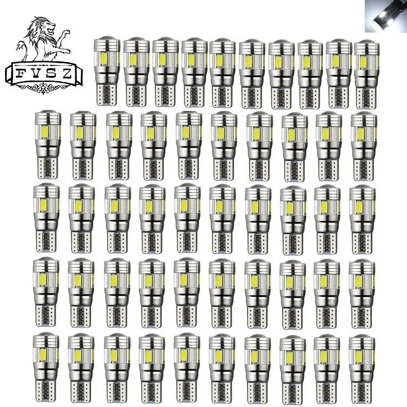 

10Pcs Car LED T10 12V W5W 168 194 6SMD 5630 LED Wedge Light Side Bulbs Canbus Error Free White Free shipping