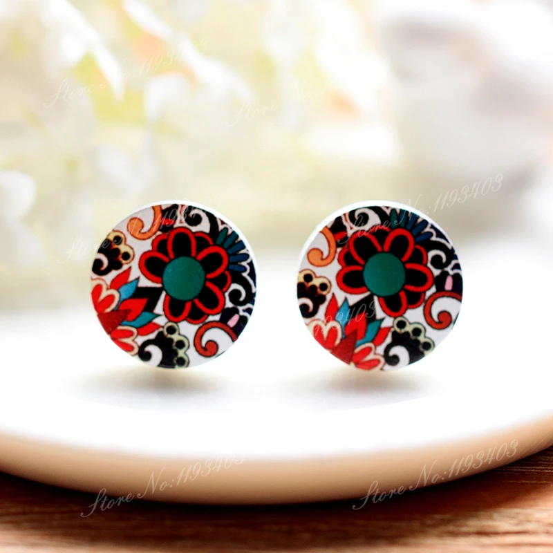 

16mm Flower Round High Quality Photo Wood Laser Cut Cabochon to make Rings, Earrings,Bobby pin,Necklaces, Bracelets-(WEH-332)