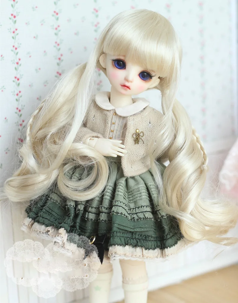 6-7 inch Mohair Doll Wig 3M YOSD Two Braided Doll Hair 1//6 BJD Doll Accessories