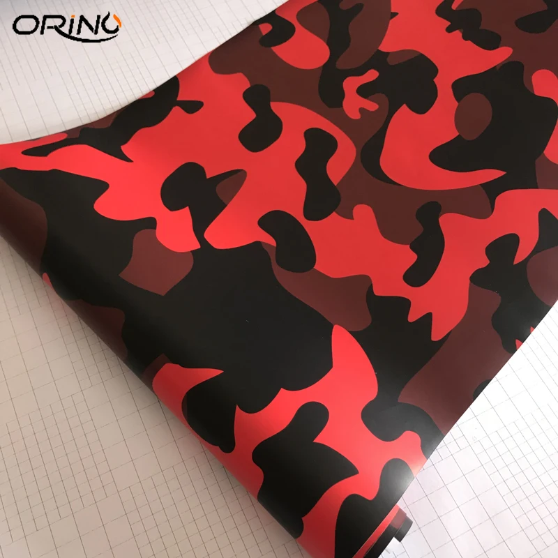 Black Red Camouflage Vinyl Film Wrap-5