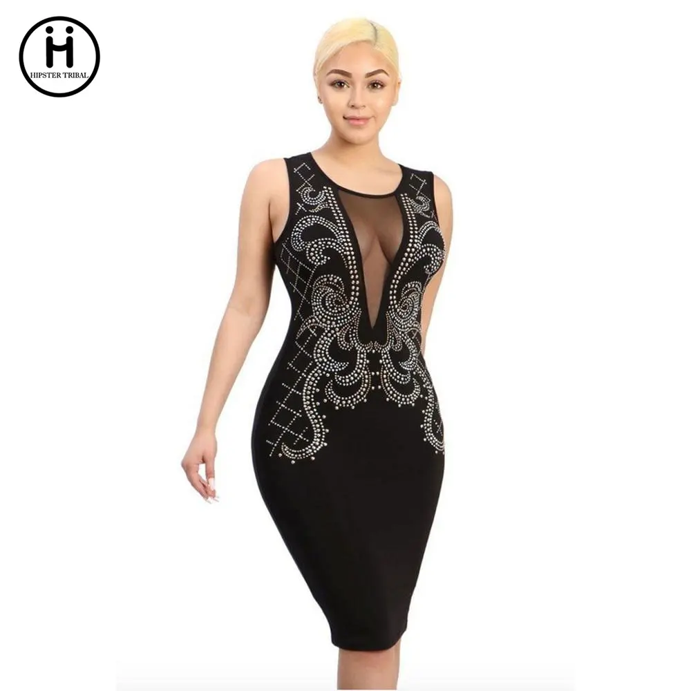 Vestidos Женщины Dress 2017 Длинным рукавом упругие женщины повязки dress mesh see through bodycon