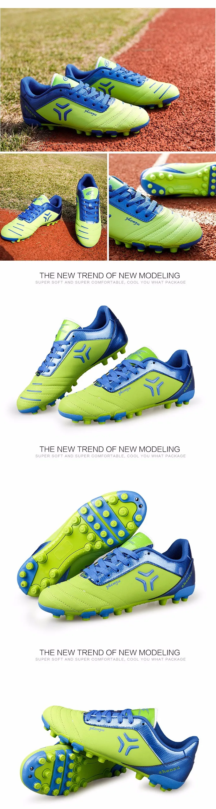 ZHENZU 2017 Football Shoes Soccer Cleats Boots chuteira futebol Training Teenagers Kids AG Artificial Ground chaussure foot 1