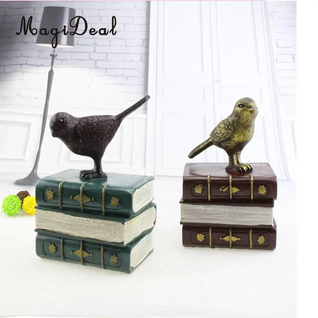 

Bird Stand on Books Vintage Resin Piggy Banks Coin Money Savings Storage Box Piggy Bank Kids Adults Birthday Christmas Xmas Gift