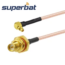 Superbat MMCX штекер под прямым углом к RP-SMA женский штепсельно-гнездовой комплект уплотнительное кольцо соединительного кабеля RG316 15 см