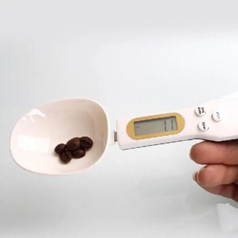 Белые Цифровые кухонные измерительные весы с ЖК-дисплеем, ложки для приготовления пищи, электронные весы, кухонные гаджеты