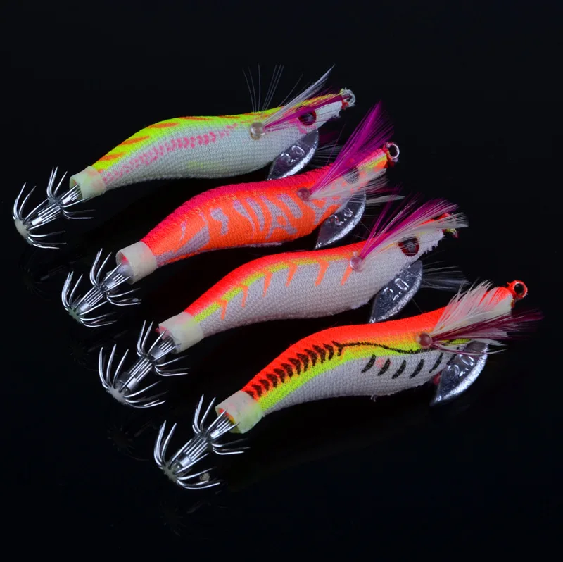 20Pcs Shrimp Fishing Lure Luminous Jigs Lure 8cm Noctilucent Squid